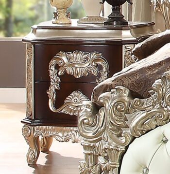Metallic Silver Finish Nightstand HD-8017 By Homey Design