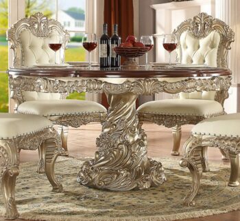 Metallic Silver Finish Round Table HD-8017 By Homey Design