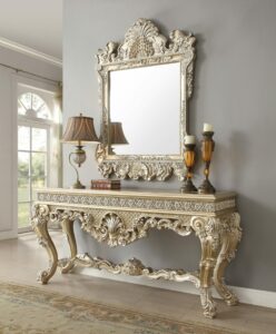 Belle Silver Console Table Hd-8022 By Homey Design | Mobilia Cleopatra Belle Silver Console Table HD-8022 By Homey Design