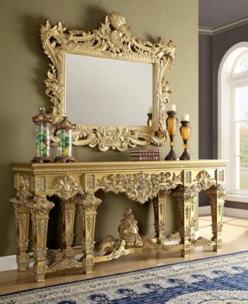 Metallic Bright Gold Console Table HD-8086 By Homey Design