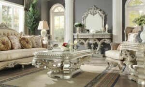 Metallic Silver 3Pc Coffee Table Set Hd-8088 By Homey Design | Mobilia Cleopatra Metallic Silver 3PC Coffee Table Set HD-8088 By Homey Design