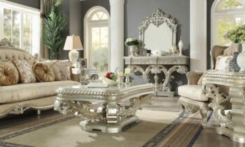 Metallic Silver 3PC Coffee Table Set HD-8088 By Homey Design 4