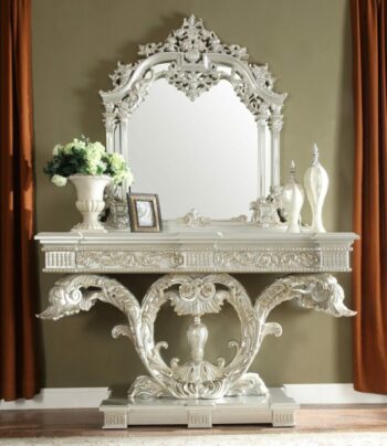 Metallic Silver Console Table HD-8088 By Homey Design