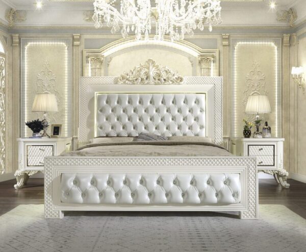 White Gloss Eastern King Bedroom Set HD-8091 By Homey Design 9