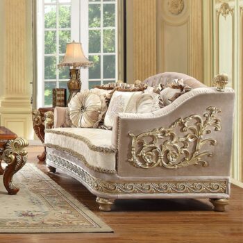 Metallic Bright Gold Loveseat HD-814 By Homey Design