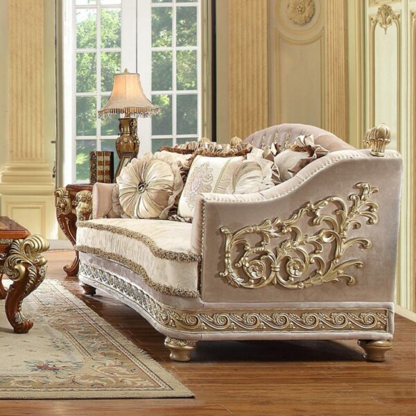 Metallic Bright Gold Loveseat HD-814 By Homey Design 4