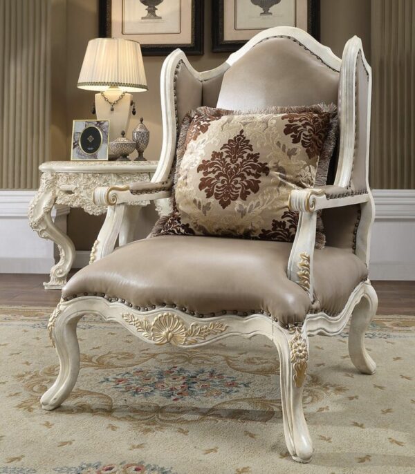 Plantation Cove White & Metallic Bright Gold Accent Chair HD-90 By Homey Design 4
