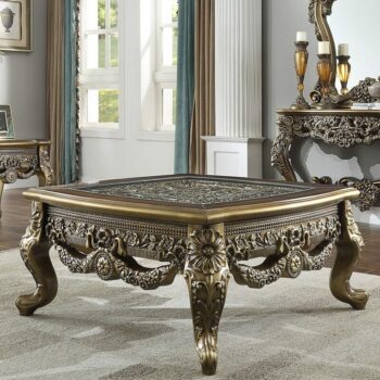 Perfect Brown with Metallic Gold Coffee Table HD-905 BR By Homey Design