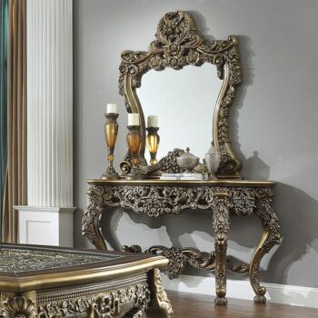 Perfect Brown with Metallic Gold Console Table HD-905 BR By Homey Design