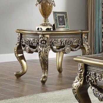 Perfect Brown with Metallic Antique Gold End Table HD-905 BR By Homey Design