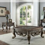 Perfect Brown with Metallic Antique Gold 3PCs Coffee Table Set HD-905 C By Homey Design 9