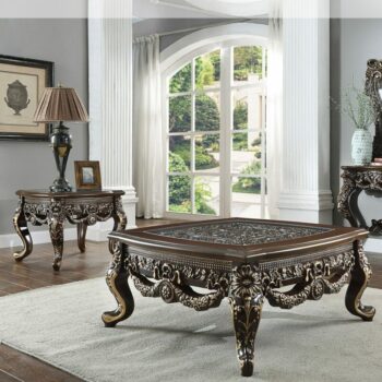 Perfect Brown with Metallic Antique Gold 3PCs Coffee Table Set HD-905 C By Homey Design