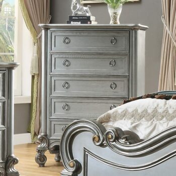Luna Silver Chest HD-999 w 5 Drawers By Homey Design