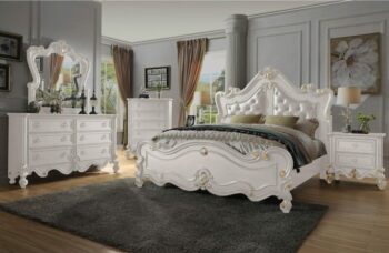 Ivory & Gold 4PC Eastern King Bedroom Set HD-999 By Homey Design