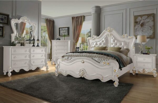 Ivory & Gold 4PC Eastern King Bedroom Set HD-999 By Homey Design 9