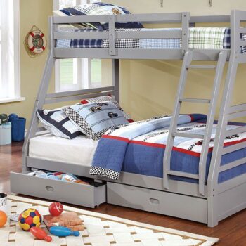 California Twin/Full Bunk Bed, Gray CM-BK588GY BY Furniture of America