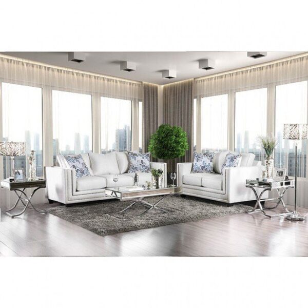 Off-White, Blue Ilse Sofa SM2675-SF  BY Furniture of America 11