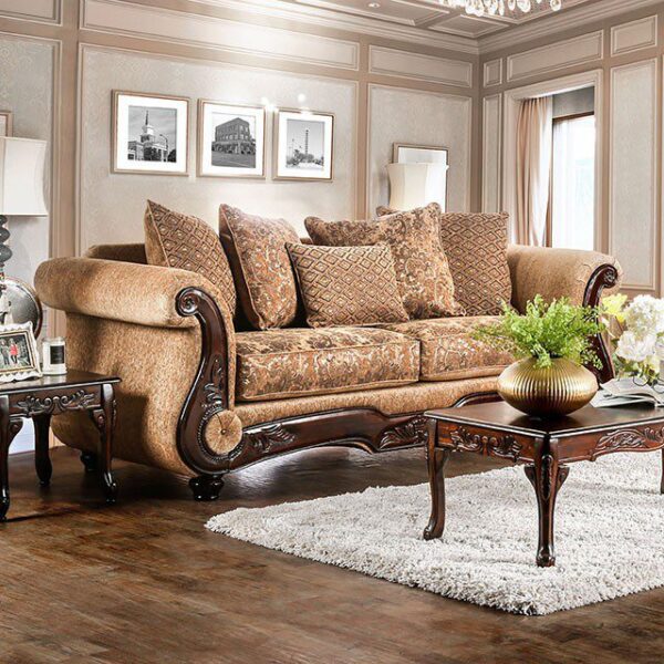 Tan, Gold Nicanor Sofa SM6407-SF  BY Furniture of America 9