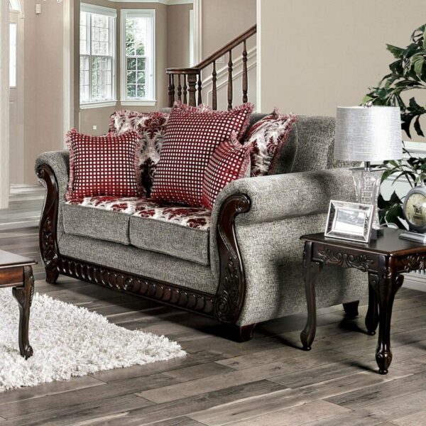 Light Gray, Red Whitland Love Seat SM6219-LV BY Furniture of America 8