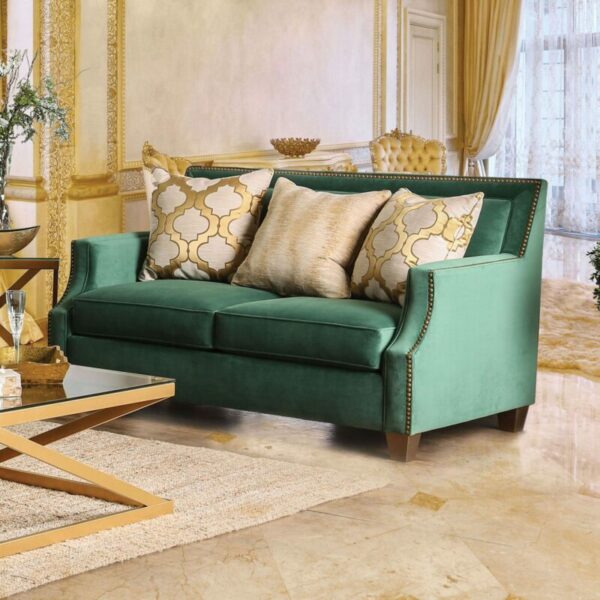 Emerald Green, Gold Verdante Love Seat SM2271-LV BY Furniture of America 16