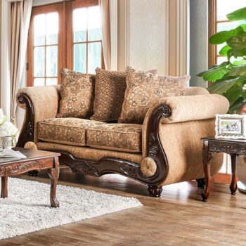 Tan, Gold Nicanor Loveseat SM6407-LV BY Furniture of America