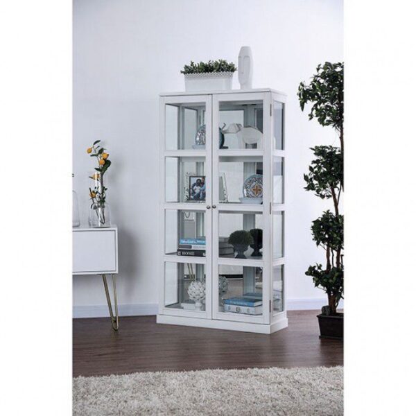 Vilas Curio Cabinet CM-CR140WH BY Furniture of America 7
