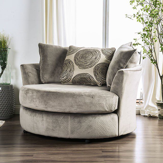 Gray, Pattern Bonaventura Swivel Chair SM5142GY-CH BY Furniture of America