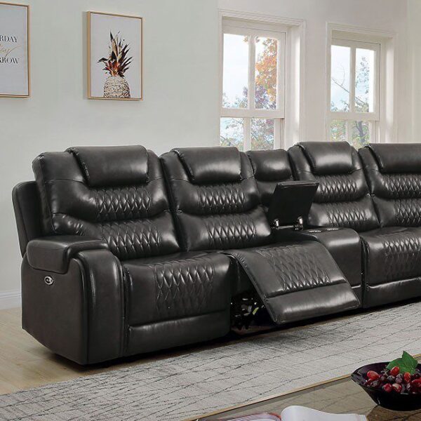 Mariah Power Sectional w/ Recliner CM6895GY+AC By Furniture of America 9
