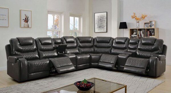 Mariah Power Sectional w/ Recliner CM6895GY+AC By Furniture of America 10