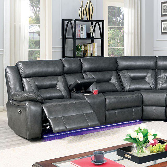 Omeet Power Sectional CM6642GY-PM By Furniture of America