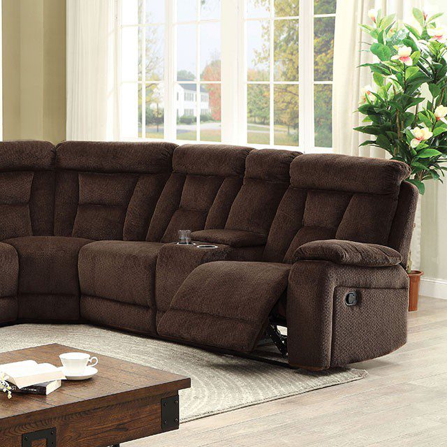 Maybell Sectional w/ 2 Consoles, Brown CM6773BR By Furniture of America 8