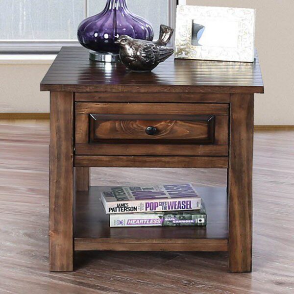 Rustic Walnut Solid Wood End Table CM4613E Annabel By Furniture of America 8