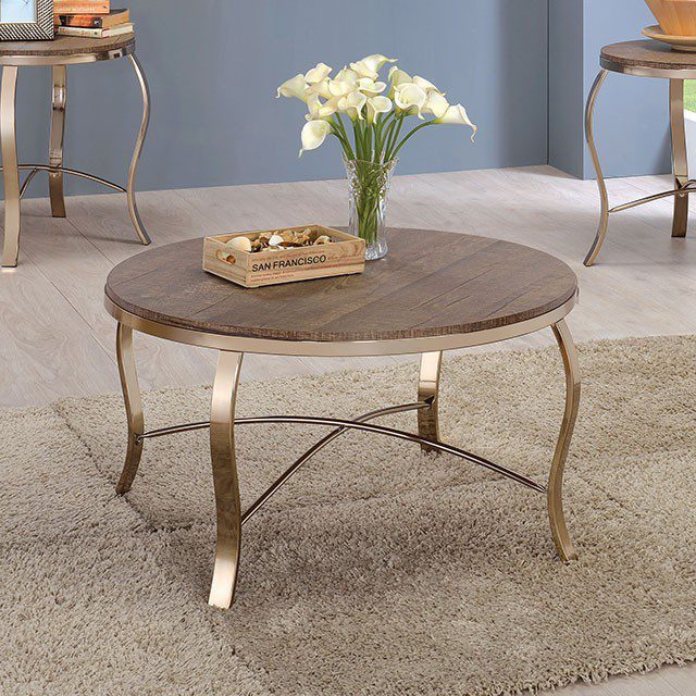 Contemporary Champagne Wicklow 3PCs Table Set CM4364-3PK By Furniture of America