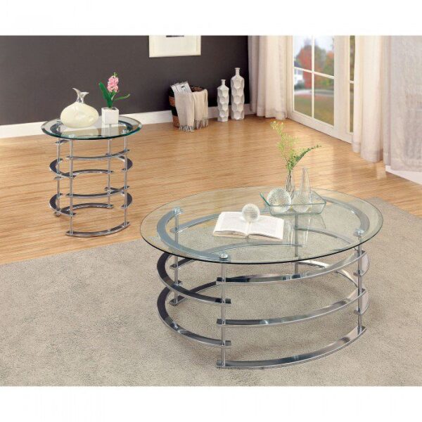 Clonmel End Table, Chrome CM4359CRM-E By Furniture of America 7
