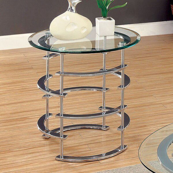 Clonmel End Table, Chrome CM4359CRM-E By Furniture of America 8