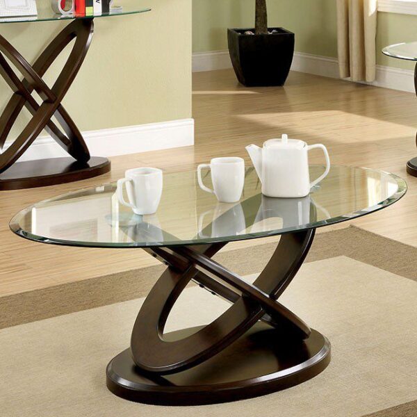 Atwood Oval Coffee Table CM4401C By Furniture of America 7