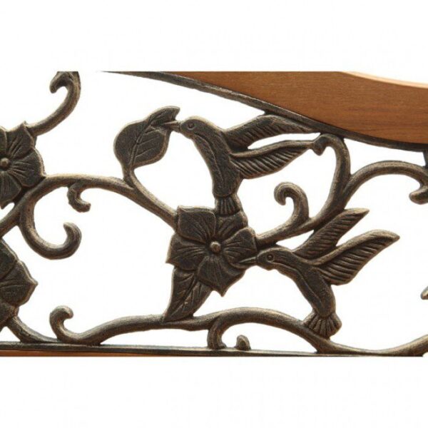 Contemporary Oak & Black Cast Iron Patio Bench CM-OB1806 By Furniture of America 8