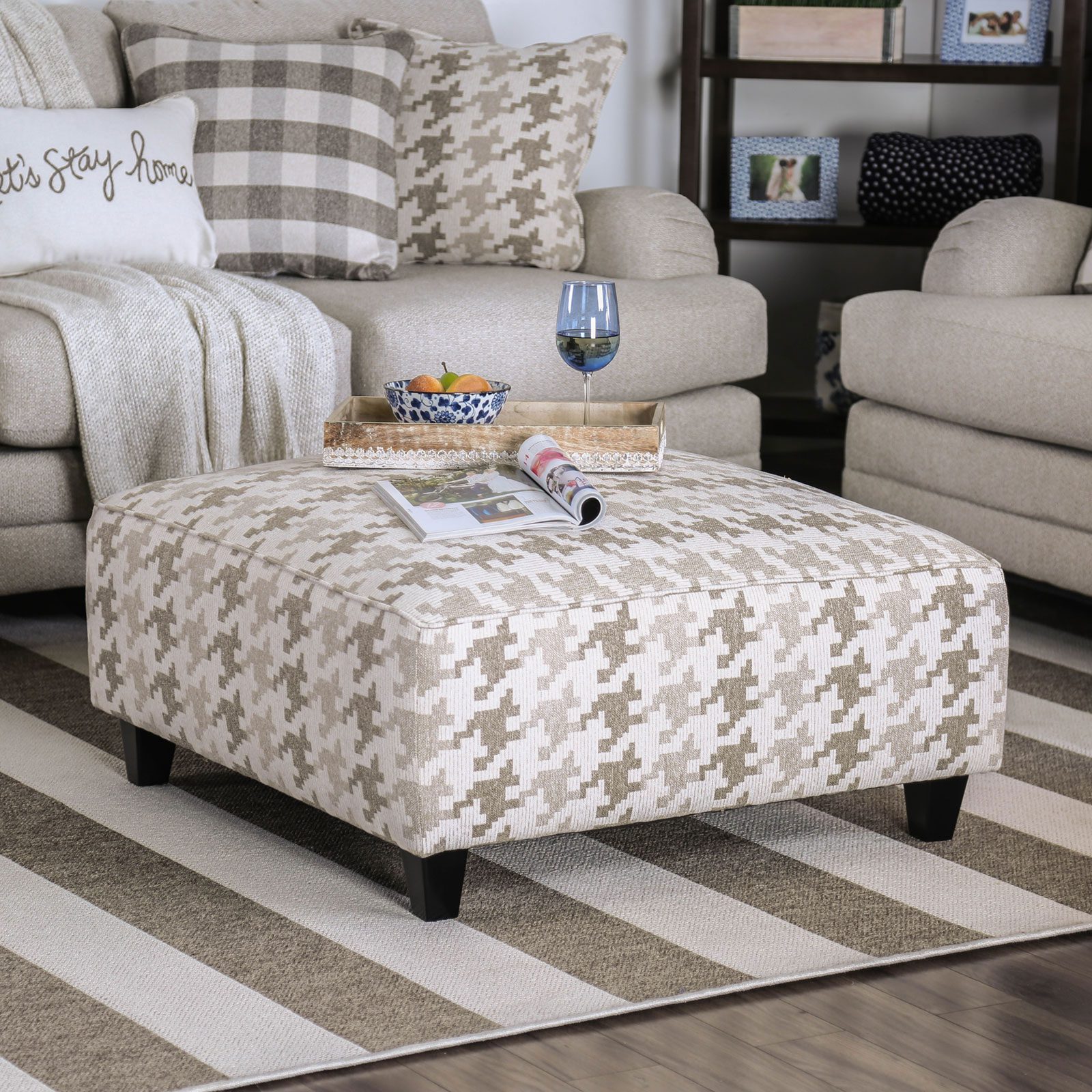 Light Gray ,Pattern Christine Ottoman SM8280-OT By Furniture of America