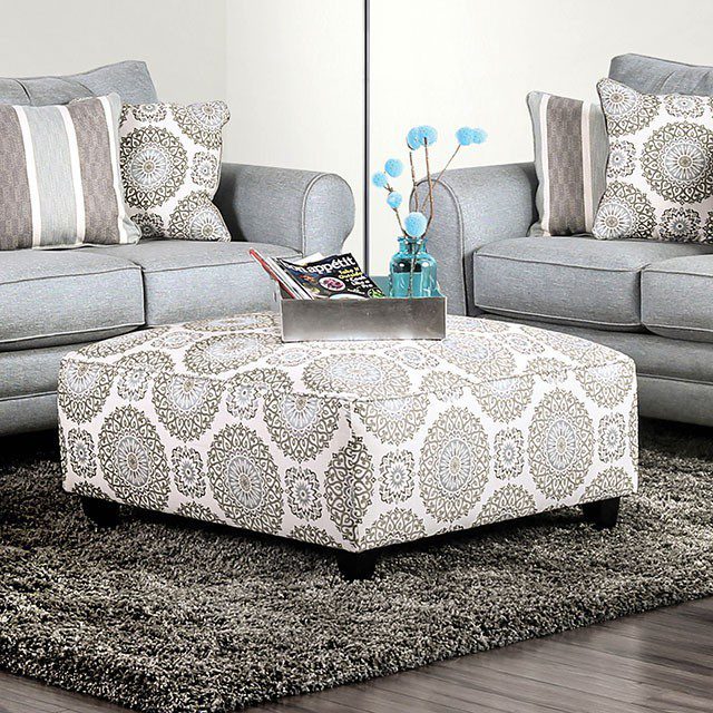 Ivory, Pattern Misty Ottoman SM8141-OT By Furniture of America