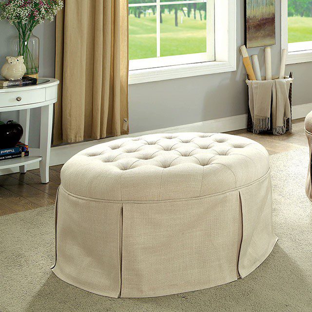 Claes Round Ottoman CM-BN6175BG By Furniture of America