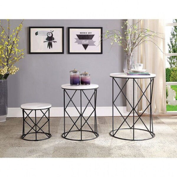 Madyson 3 Pc. Nesting Table FOA-AC340WH-3A By Furniture of America 9