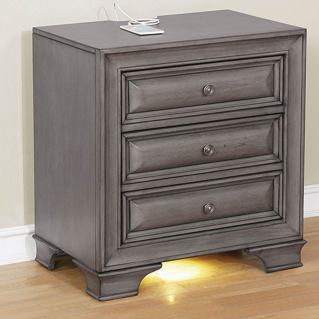 Brandt Night Stand  By Furniture of America CM7302GY-N.