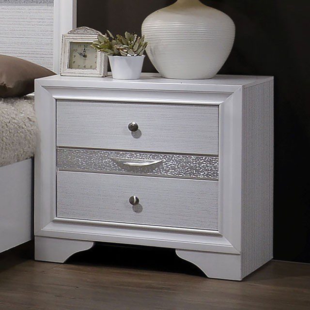 White Chrissy Night Stand CM7552N By Furniture of America