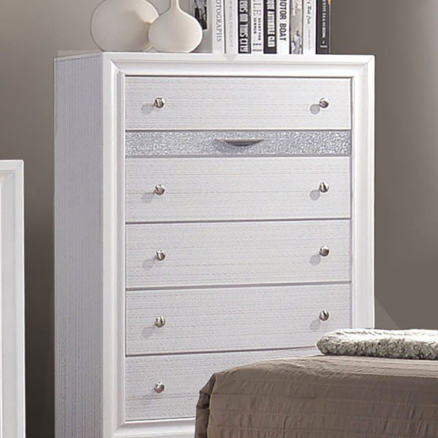 White Chrissy Chest CM7552C By Furniture of America