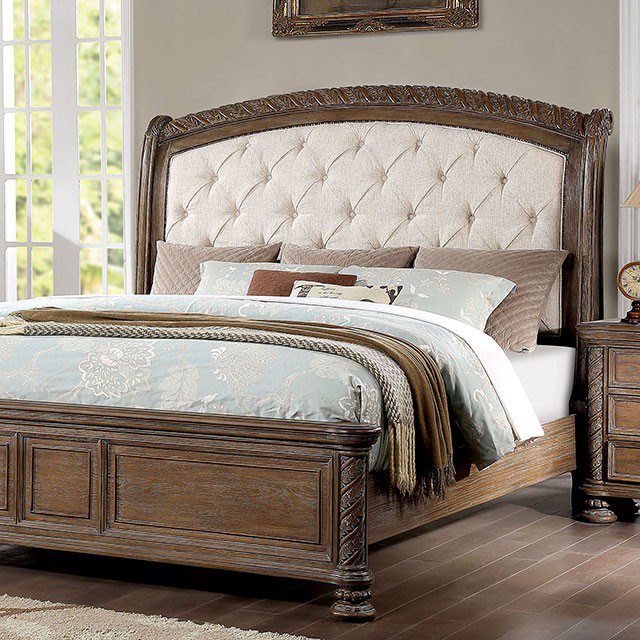 Beige/Rustic Natural Tone Timandra Bed CM7145  By Furniture of America