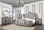 Velvet & Antique Platinum Finish Ausonia Bed by ACME 13