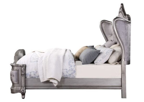 Velvet & Antique Platinum Finish Ausonia Bed by ACME 10