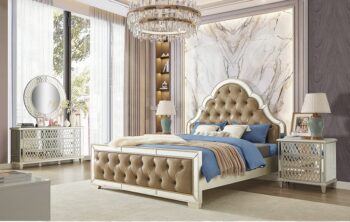 Champagne Silver Gold 5 PCs Bedroom Set HD-6000 By Homey Design