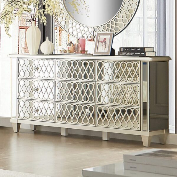Champagne Silver Gold 5 PCs Bedroom Set HD-6000 By Homey Design 13