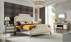 Dark Silver Grey 5 Pcs Bedroom Set Hd-3590 By Homey Design | Mobilia Cleopatra Dark Silver Grey 5 PCs Bedroom Set HD-3590 By Homey Design